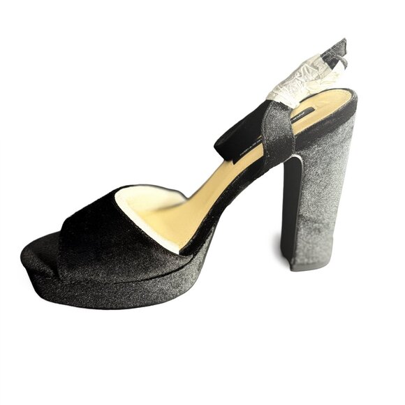 French Connection Taryn - Size 8 - black velvet platform block heels - Picture 1 of 3